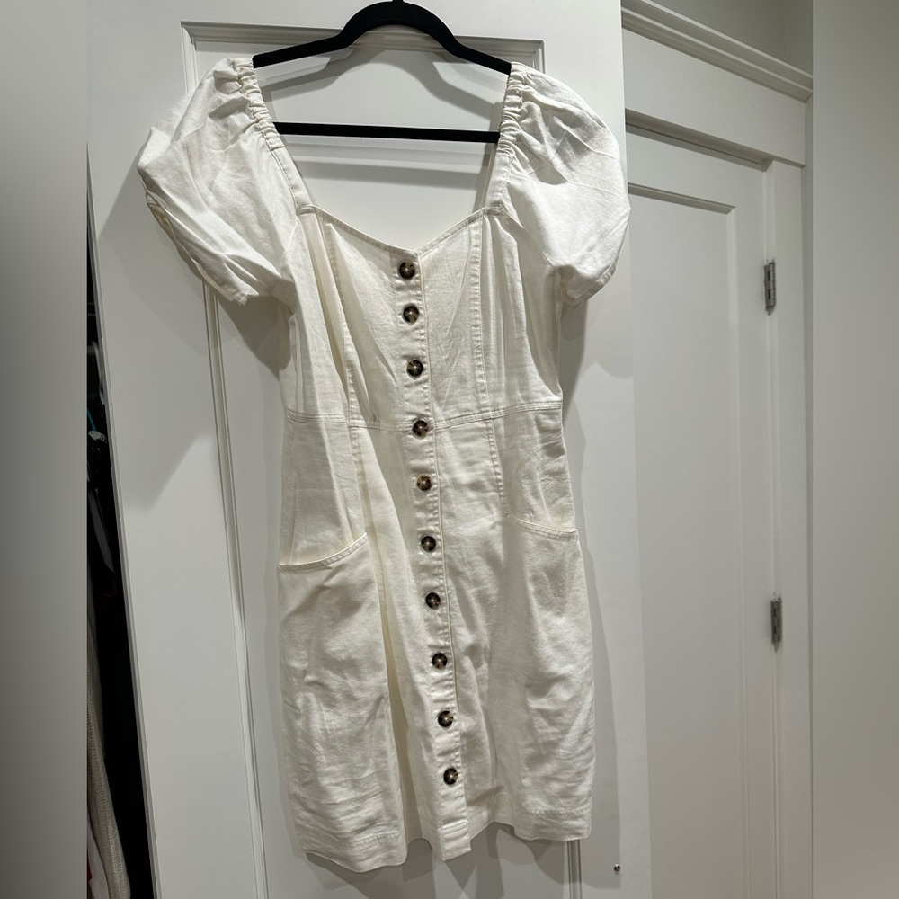 Madewell white linen button down dress NWOT